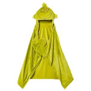 NEW The Grinch Hooded  Throw Blanket 30" x 50" Hand Pockets Soft Plush Dr. Seuss